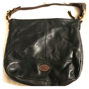 Fossil Hobo Black Leather Shoulder Bag